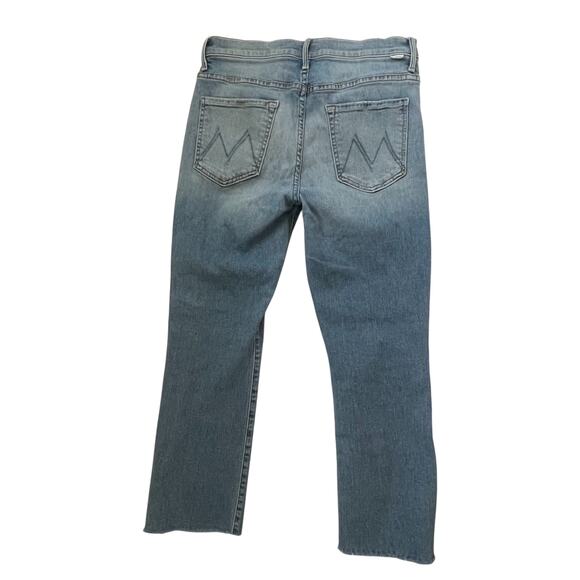 MOTHER Insider Crop Step Fray Jeans - Shoot to Thrill - Blue Denim - Size 30 - Picture 3 of 8